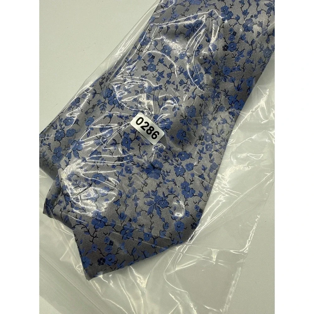 Haines & Bonner Necktie Mens One Size Blue Grey Excellent Floral Silk Blend Tie